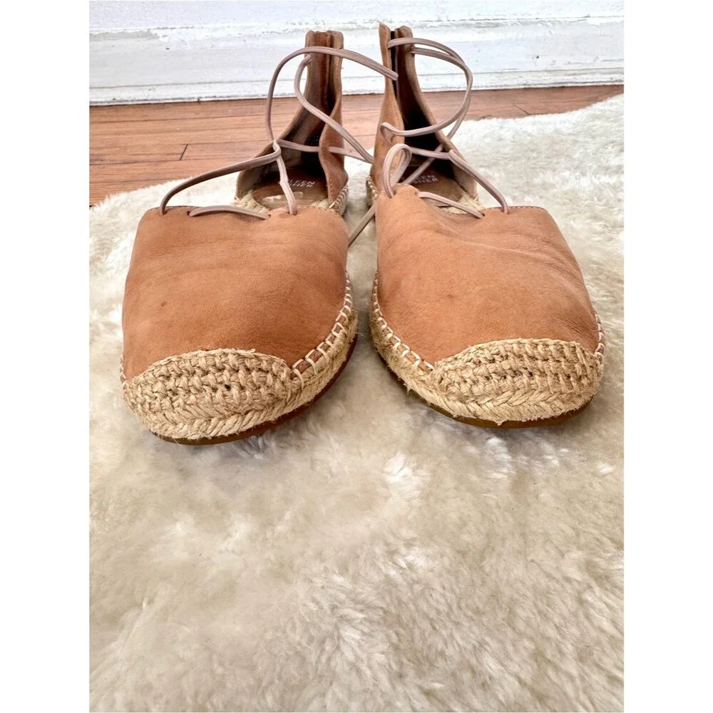 Eileen Fisher Women's Lace-Up Suede Leather Espadrille Flats in Tan